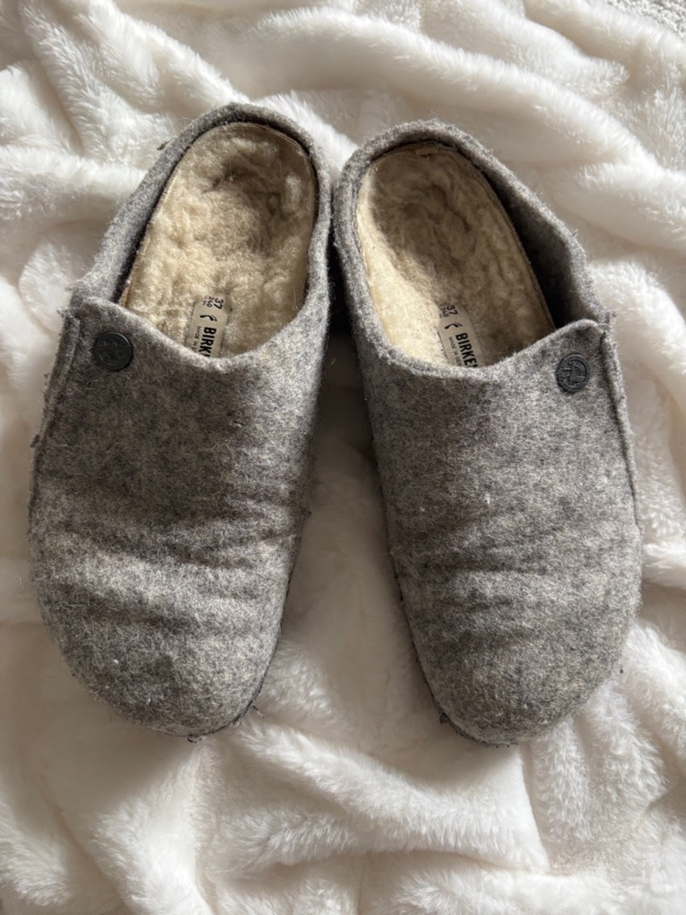 Birkenstock Gray Wool Felt Slip-On Clogs